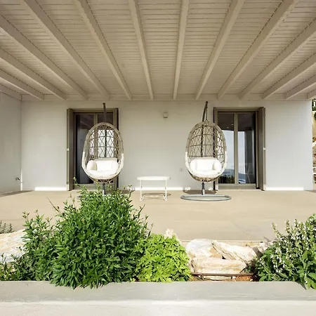 Stunning New With Great Pool Area, Magnificent Panoramic Sea View - Paros Villa Angairia